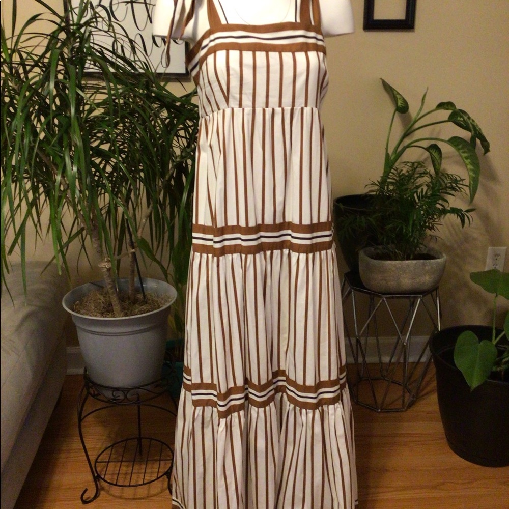 Brown and white striped Everlilly maxi dress